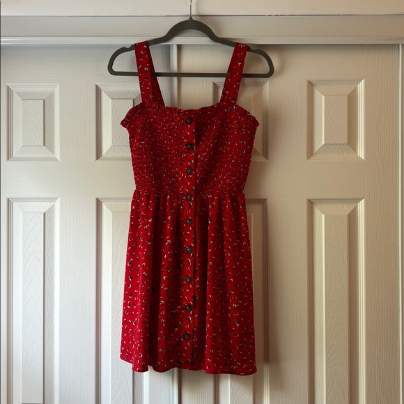 Sienna Sky Red Button-Front Midi Dress - Picture 1 of 4